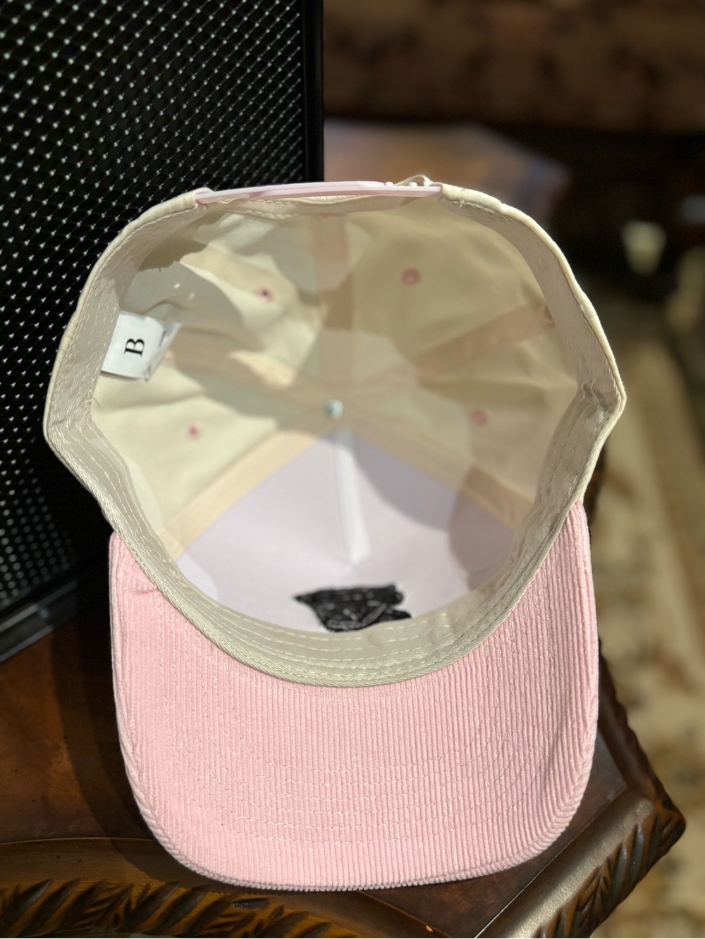 Cleveland Indians Cream & Pink Visor Corduroy SnapBack Hat - Picture 5 of 5